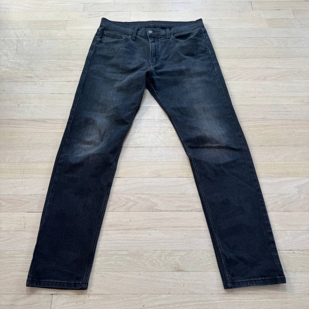 Levi's 512 Slim Tapered Jeans Mens 34x32 Black Rinse Dark Denim